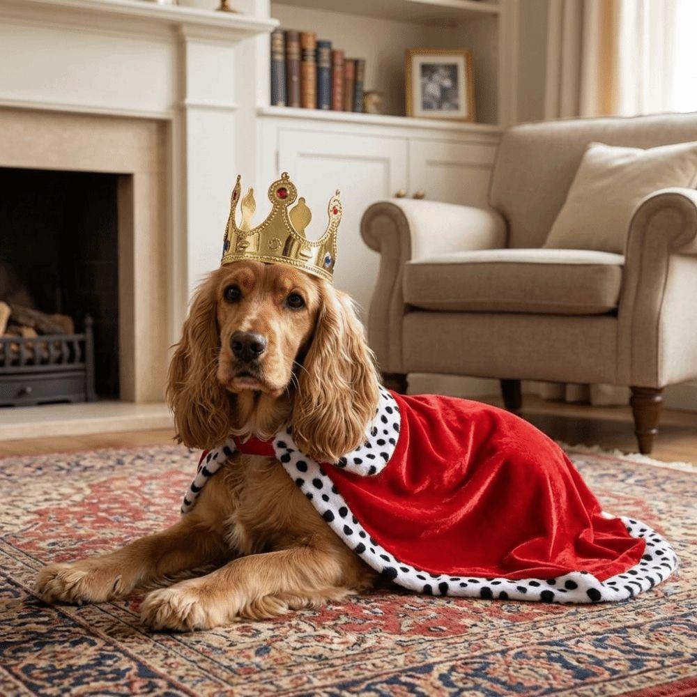 Breathable Dog King Cloak With Crown Pet Costume Cute Pet Cosplay Cloak  For Pet Birthday Party