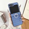 Leather Ring Bracket Hinge Protective Shockproof Phone Case for Samsung Galaxy Z Flip 6 5 4 3 Flip6 Flip5 Flip4 Flip3 5G Cover