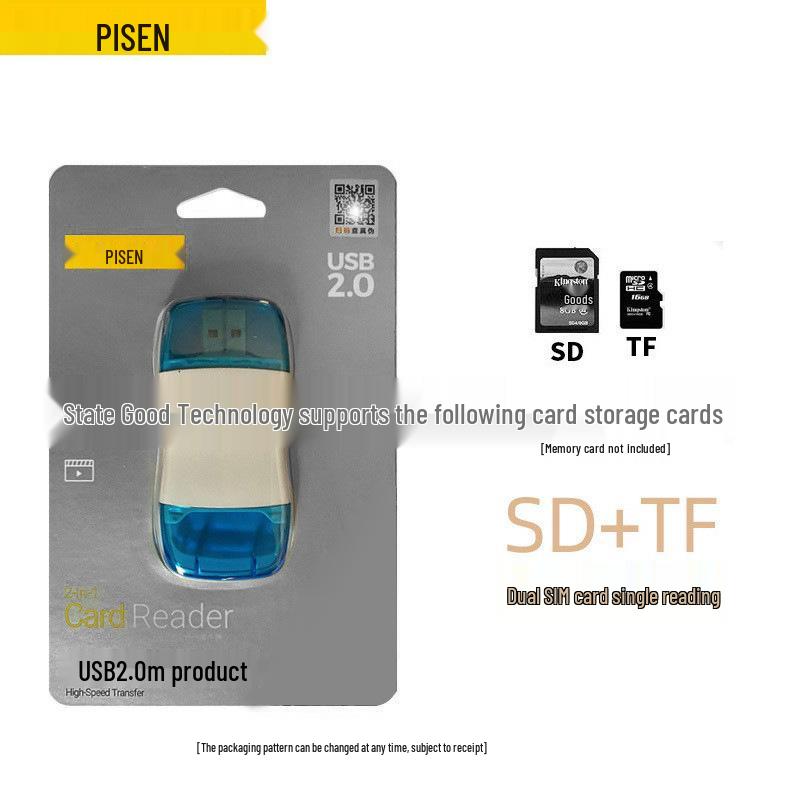 PISEN Мультикартридер: Мини Мобильный, TF, CF, SD, MS, USB 2.0 для Телефонов и Камер