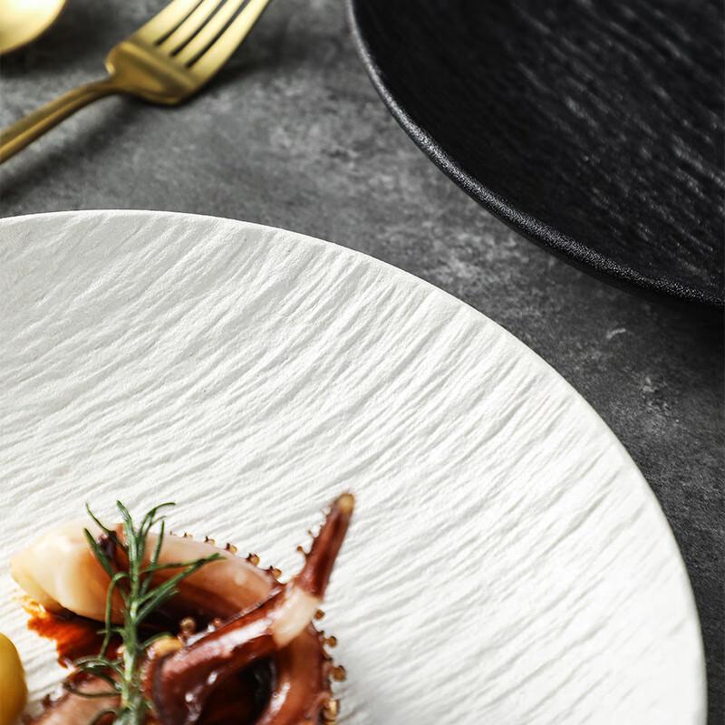 Qinkai Nordic Stone Pattern Ceramic Deep Dinner Plate