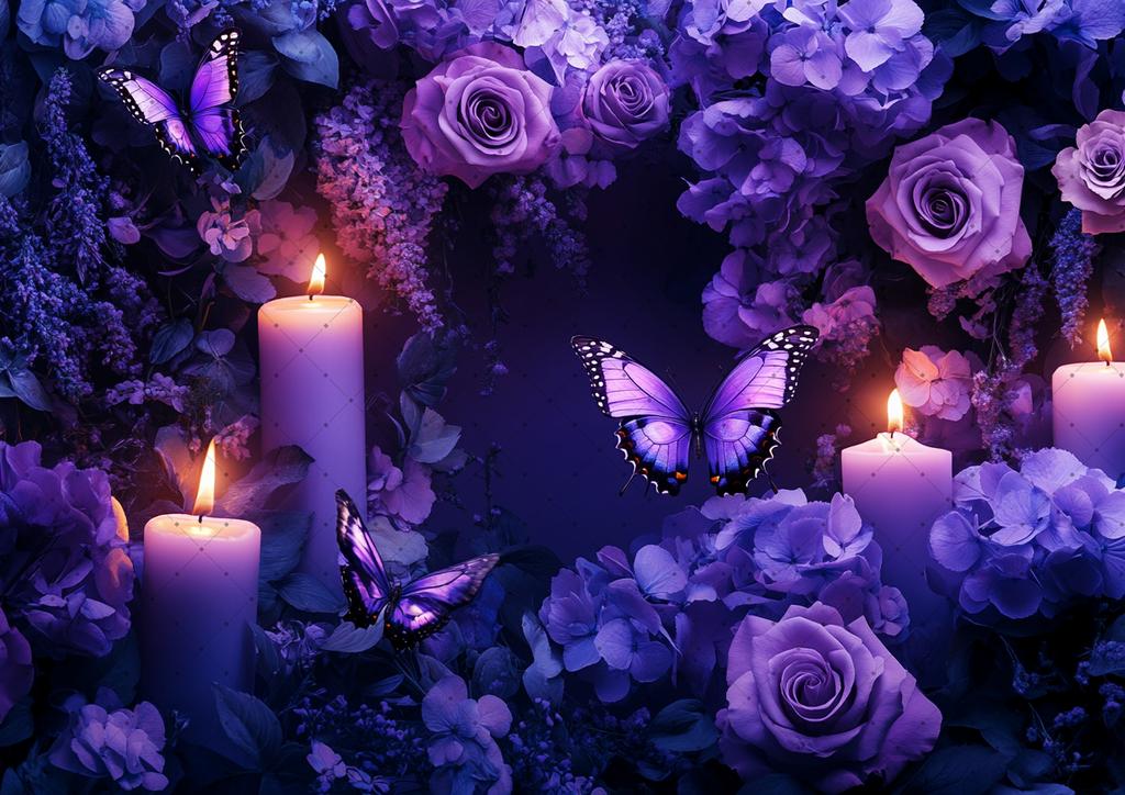Dreamy Butterfly Backdrop Purple Flower Wall Baby Shower Girl Birthday Party Lantern Candle Wedding Photography Background Decor