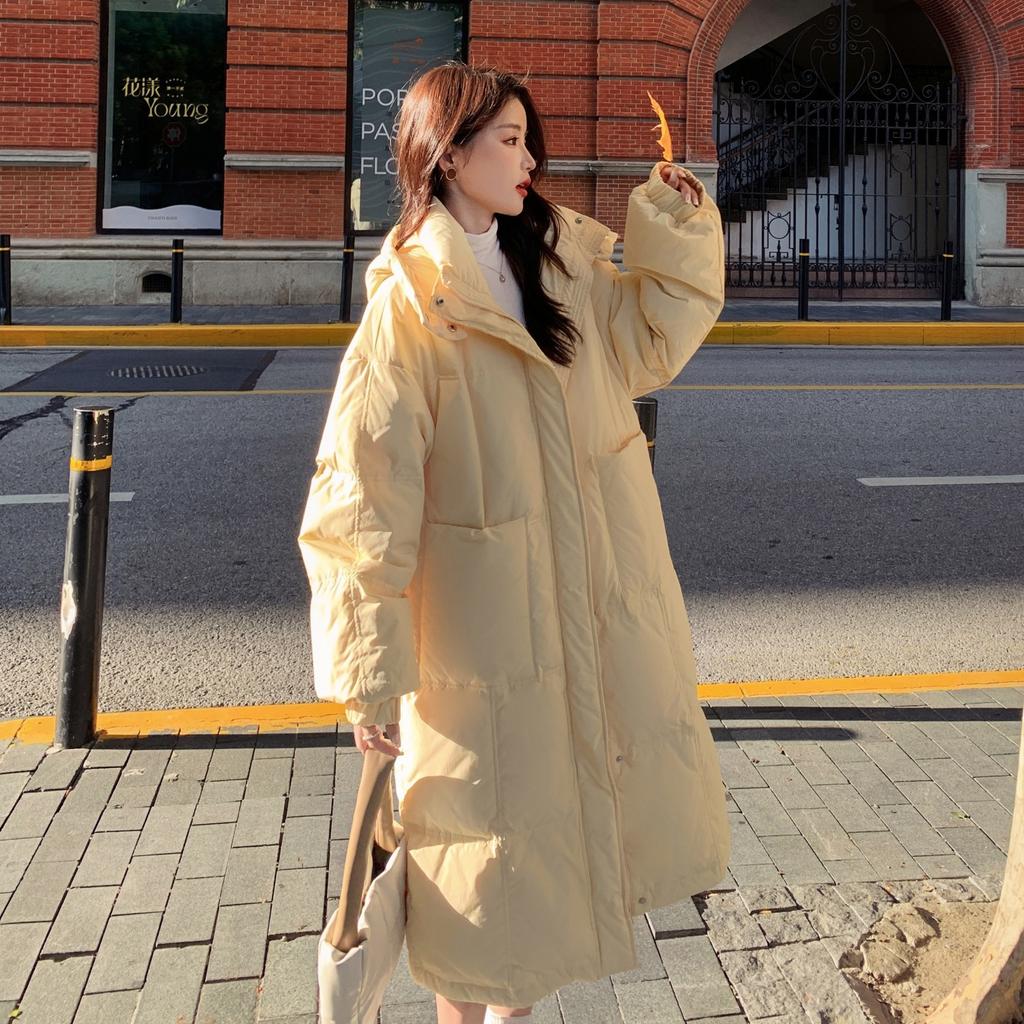 Yellow Down Padded Jacket Women's Mid-long Winter Padded Jacket Thicker Than The Knee Padded Jacket