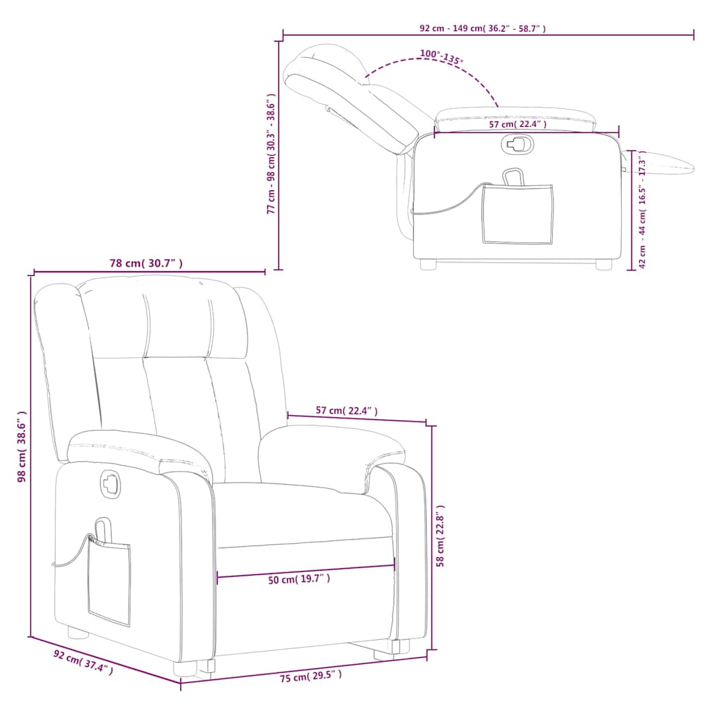 Massage Recliner with Rising Function Dark Green Fabric