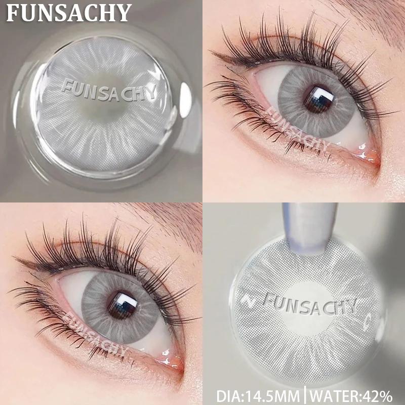FUNSACHY 2 шт. Синие цветные контактные линзы, красивый зрачковый макияж глаз, натуральные мягкие контактные линзы для глаз, косметика для глаз, ежегодная