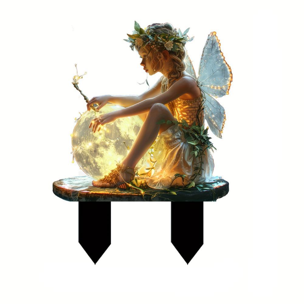 Catching Light Ball Design Fairy Mini Figurine Acrylic Garden Stake  Courtyard
