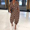 Leopard Jumpsuit Female Retro Female Short-Sleeved Button Casual Pants Loose