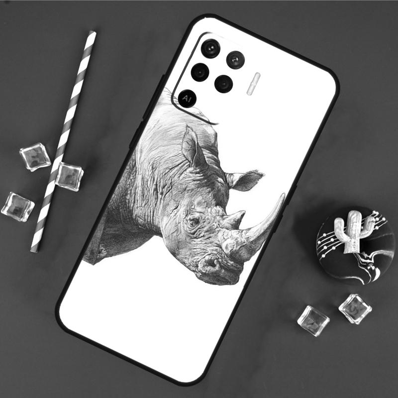 Чехол Животное Носорог Для Oppo A40 A60 A80 A16 A76 A96 A18 A38 A58 A78 A98 A91 A15 A17 A74 A94 A54 A57S Обложка