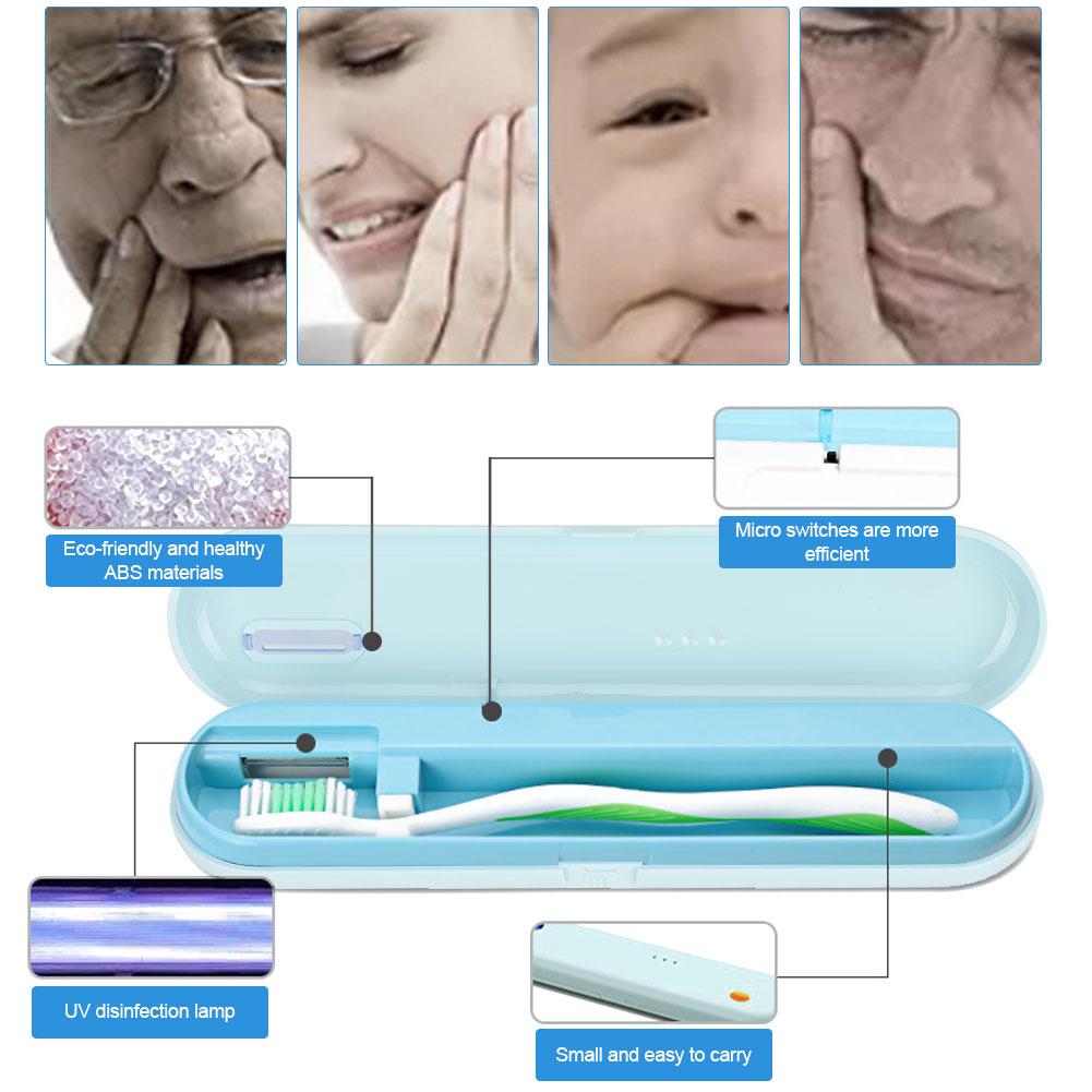 Portable USB UV Toothbrush Sterilizer Box Disinfection Toothbrush Storage HolderBlue