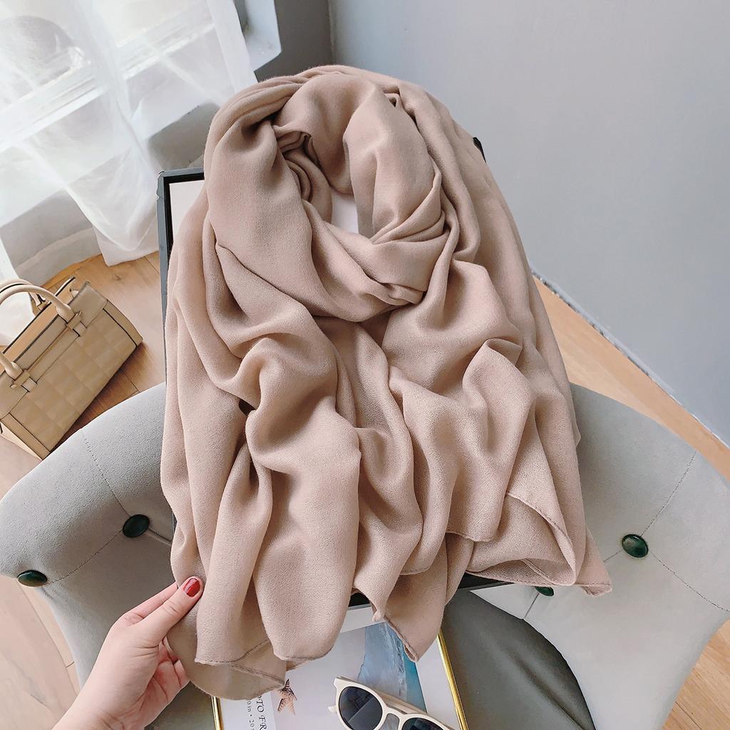 Women's Spring and Summer Literary Korean Version Long Solid Color Shawl Thin Versatile Neck Protection Scarf Air-conditioned Exterior