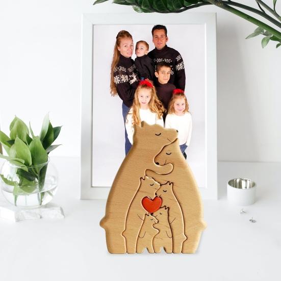 3/4/5/6 шт. деревянные медведи семейные головоломки с именем настраиваемые деревянные головоломки домашний декор развивающая игрушка подарок на день рождения