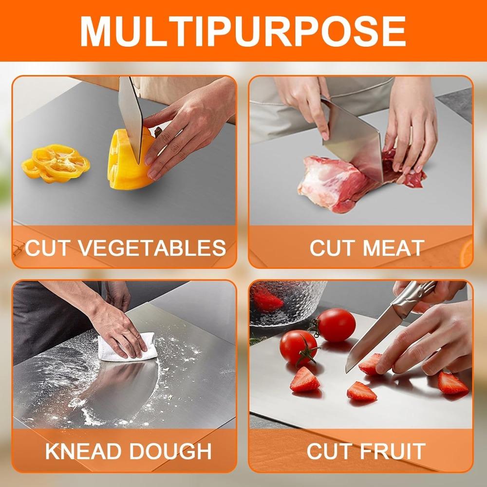 Разделочная доска из нержавеющей стали 304 для нарезки, выпечки, подходит для кухни, для мяса, фруктов, овощей, хлеба и выпечки, длина 40 см