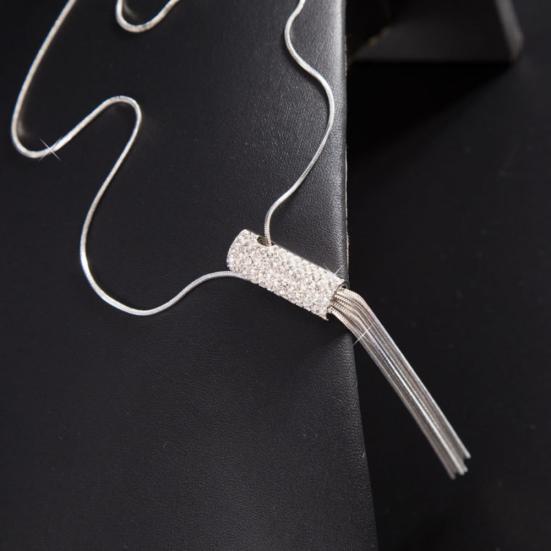 Женский полный кубический циркон, кулон в виде цилиндра, длинная цепочка, свитер с кисточками, ожерелье