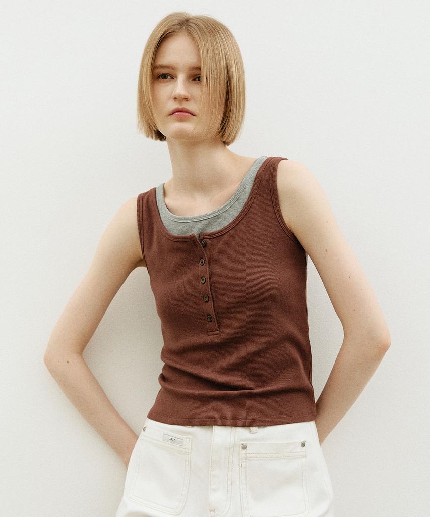 ARTID Layered Sleeveless Top_Brown