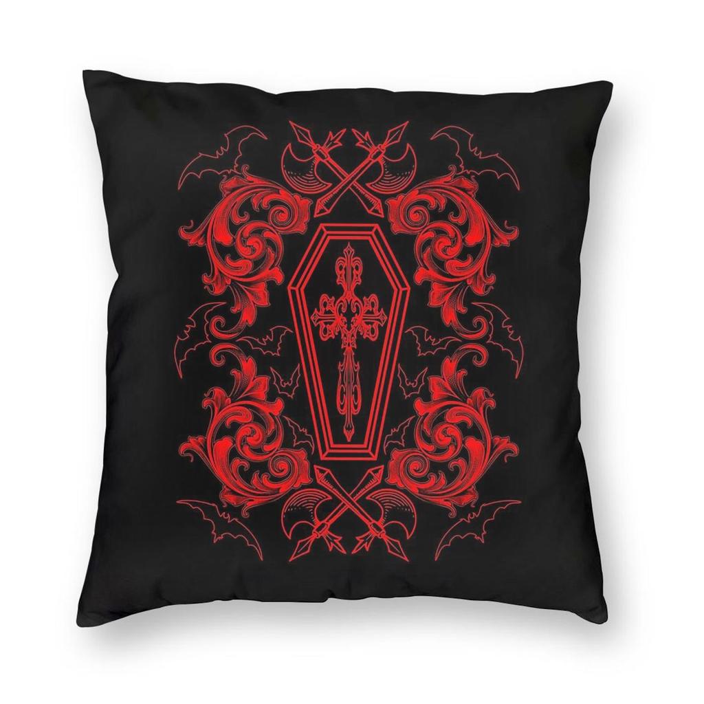 Gothic Dark Vampire Undead Square Pillowcase Polyester Linen Velvet Creative Zip Decor Pillow Case Car Cushion Cover