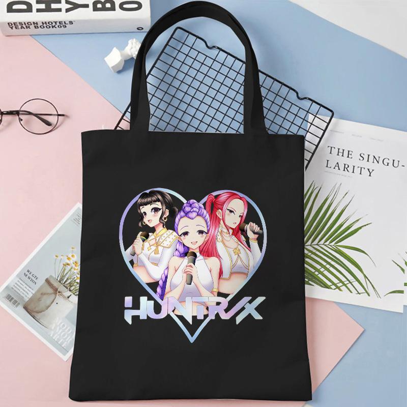 K-pop Охотники на демонов Принт Холщовая сумка через плечо Повседневная сумка-тоут для покупок