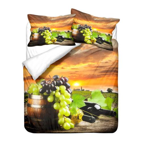Grapes Wine Blueberry Rose Flower Bedding Duvet Doona Quilt Cover Holiday Gift