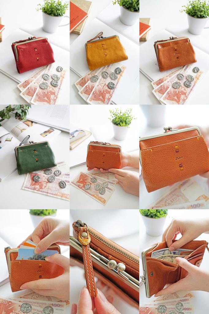 Кошелек двойного сложения из натуральной кожи горчичного цвета [Dakota] женский DA-31701-53