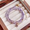 Natural cut amethyst multi-layer three circles, bracelet bracelet, jewelry, necklace dual-purpose
