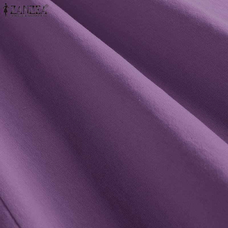 ZANZEA Летнее повседневное свободное платье с круглым вырезом и короткими рукавами