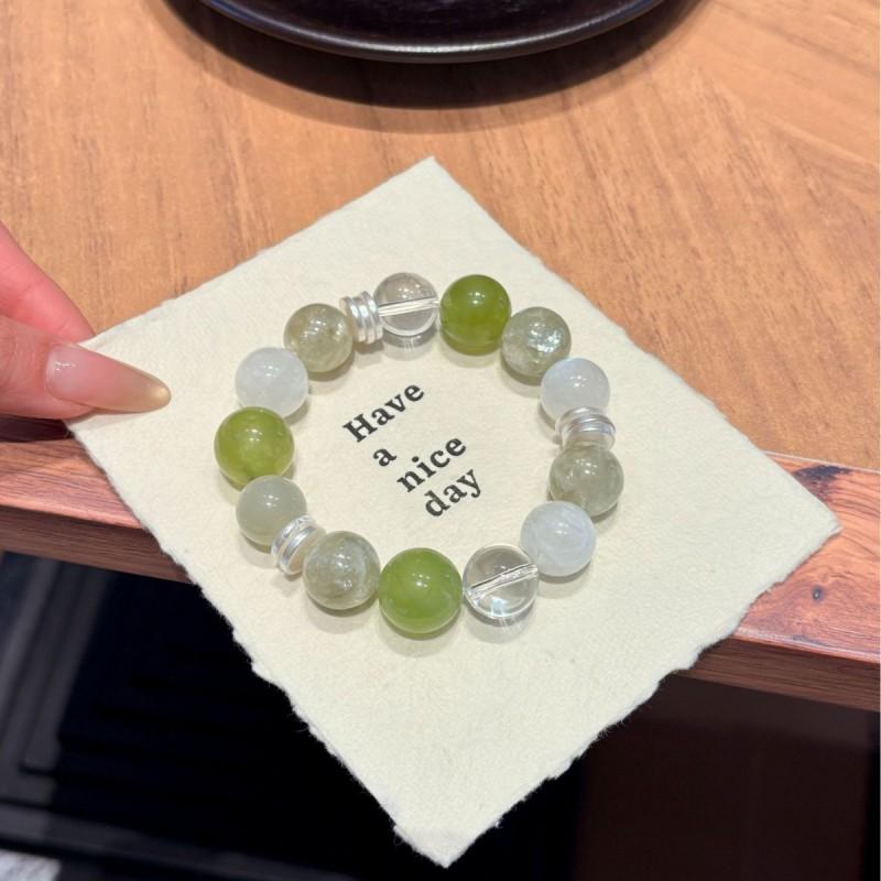 Natural Green Crystal Bracelet Light Luxury Style Handmade Women