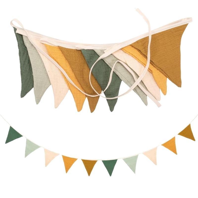652F Cotton Pennant Bunting Flags Garlands Hanging Nursery Decors for Baby Shower