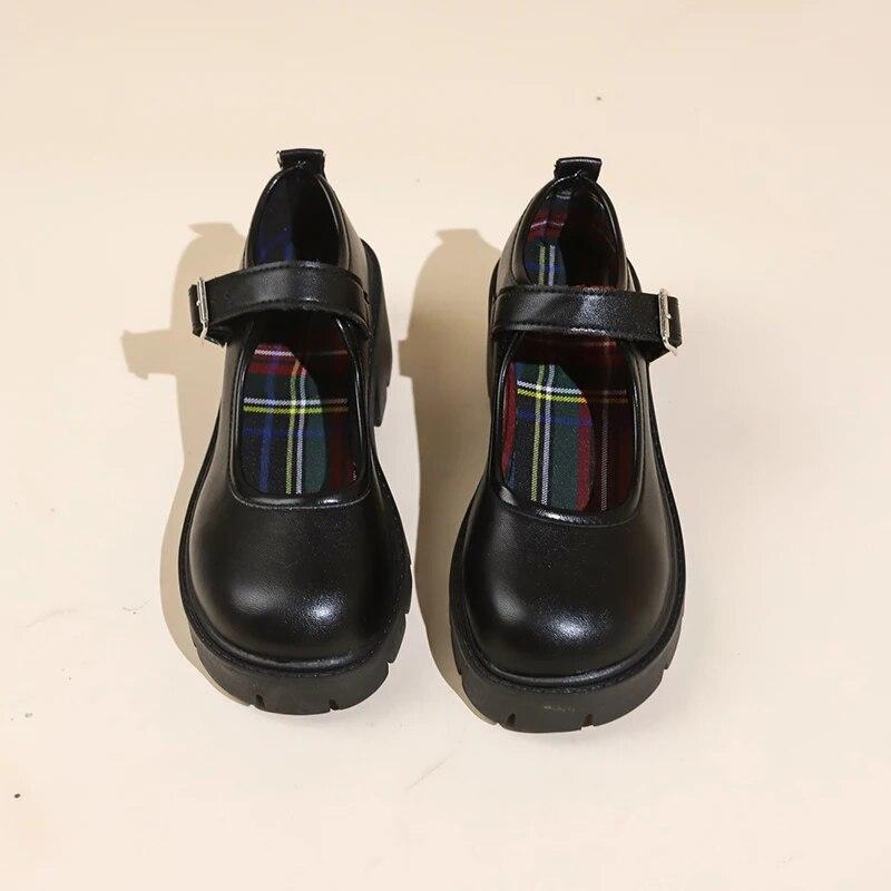 Классическая женская обувь Мэри Джейн, туфли-оксфорды на высоком каблуке с пряжкой и ремешком, женские туфли-оксфорды с круглым носком, однотонные туфли-лодочки на платформе, большие размеры, Zapatos