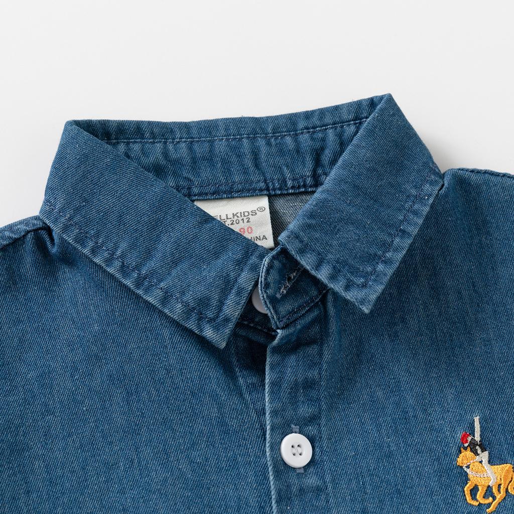 Мальчиковая джинсовая рубашка 2025 осень новая весна и осень детская рубашка с длинным рукавом корейская версия детского топа
