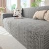 High-End Solid Elastic Sofa Cover Non-Slip All-Inclusive Polar Fleece Sofa Protector Soft Stretch Dust Cover with Strap
