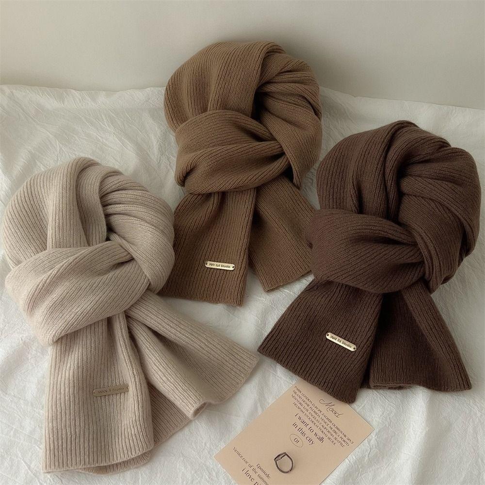 Woolen Cross Scarf Thicken Neck Scarf Winter Warm Knit Scarf Girls