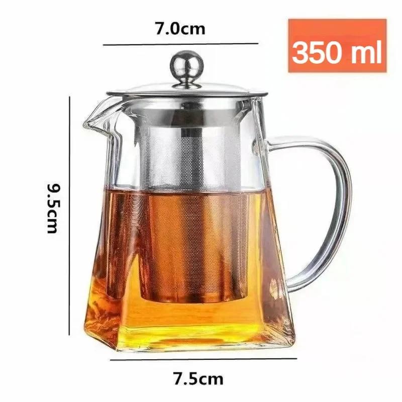 Teapot Glass Tea Infusers Heat with Stainless Steel Infuser Heat Resistant Glass Teapot Household for Tea Parties and Stovetop