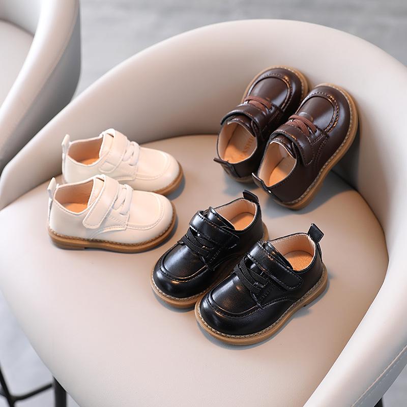 Baby Walking Shoes Soft Soled Casual Leather Shoes Single Shoes Bean Shoes