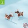 Animal Dachshund Dog Stud Earrings Cute Dog S925 Sterling Silver Oil Stud Earrings