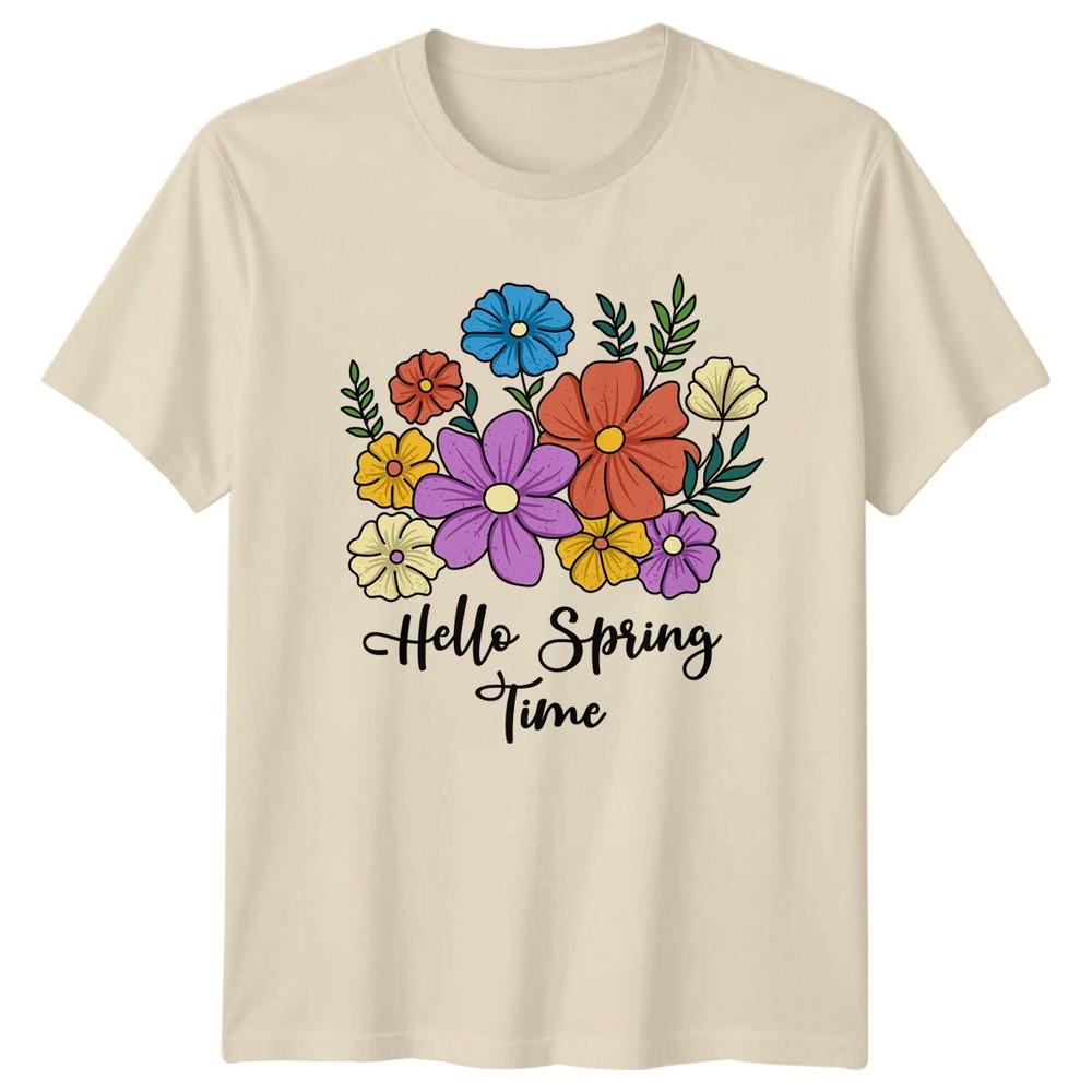 Hello Spring Time Unisexs TShirt Floral Nature Mothers Day Gift For Her
