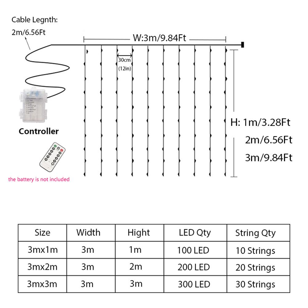 3M светодиодные гирлянды для занавесок AA на батарейках гирлянды Рождественская гирлянда на Новый год Свадебная вечеринка Терраса Домашний сад Украшение вечеринки