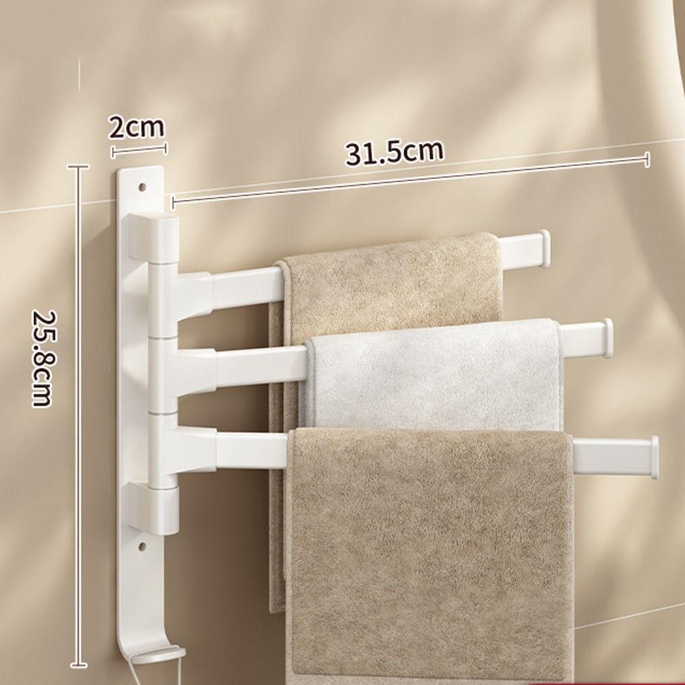Wall Mount Rotating Towel Rack Hanger Holder Towel Bar Useful Bathroom Shelf