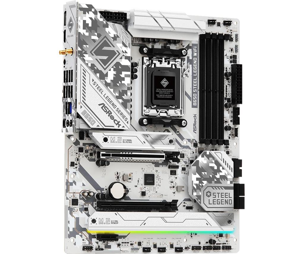 Asrock Motherboard B650 Steel Legend WiFi Compatible with AMD Ryzen 7000 Series CPU B650 Chipset DDR5 ATX Motherboard Authorized Distributor (Soket