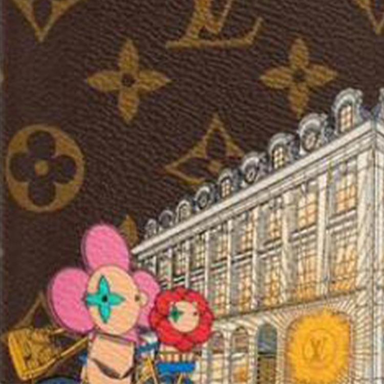 Louis Vuitton Christmas Limited Edition Passport Cover Monogram Graffiti Folded Leather Wallet Card Holder Women wallet Brown M81635