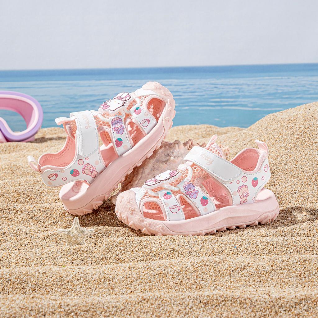 Kaiti Cat Children's Shoes Cute and Cute Printed Girls' 2026 Summer Edition New Hollow Breathable Beach Shoes