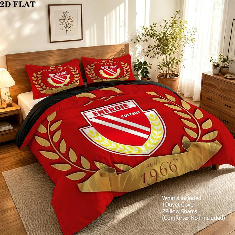 Energie Cottbus Bedding Quilt Set Quilt Cover Pillowcase Home Decoration Birthday Gift (1 * duvet cover + 2 * pillowcase, without core)