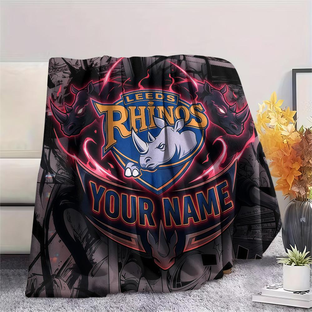 Custom Name Leeds Rhinos2 Flannel Blanket, High quality Comfortable for All Seasons, Home Decor, Warmth and Comfort