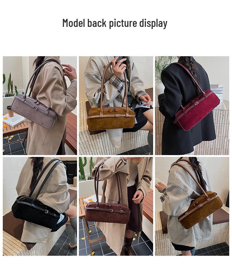 Сумка-багет из матовой кожи Yuezi: Осенне-зимняя коллекция 2025 года: Сумка Boston через плечо и под мышку