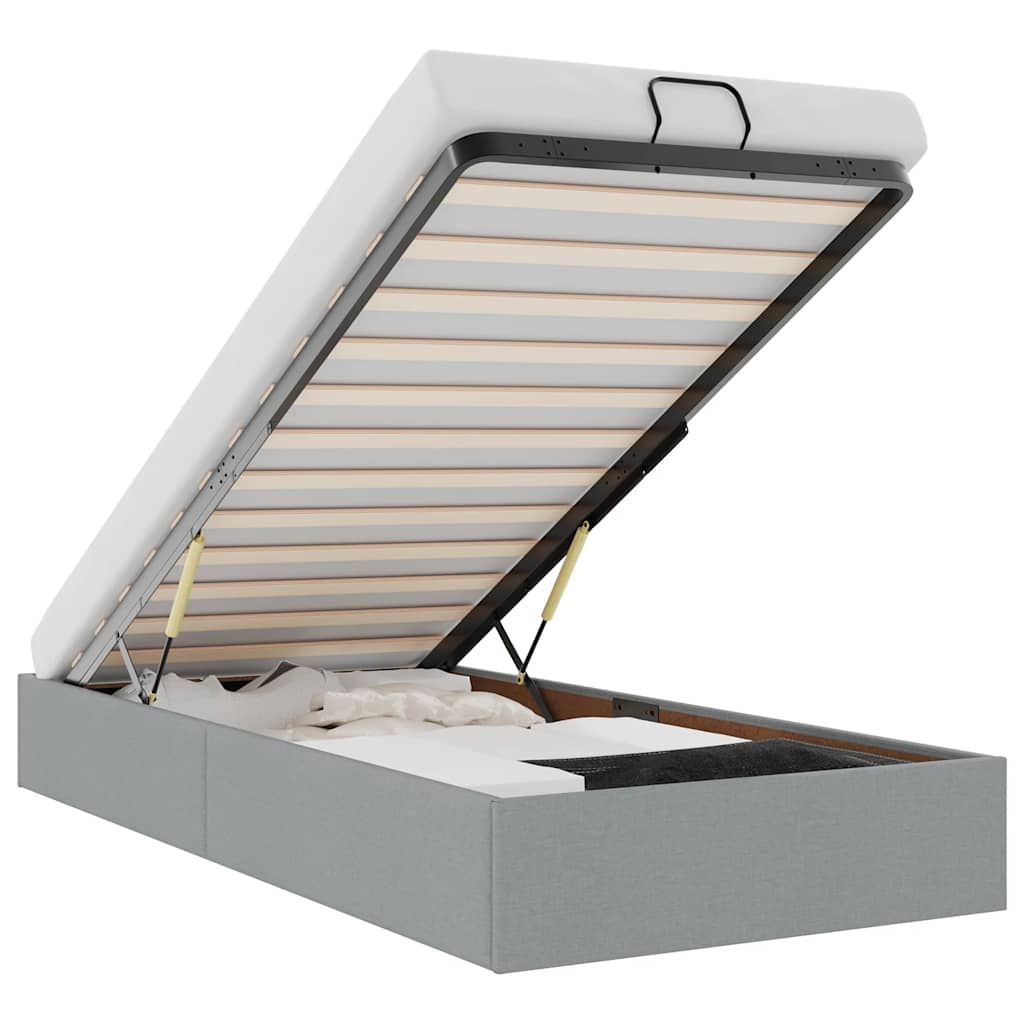 Ottoman Bed without Mattress Light Grey 90x200 cm Fabric