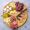 Bamboo Cheese Board Set - 37cm Swiveling Charcuterie Board with Slide-Out Drawer - Anniversary Birthday Housewarming Gift