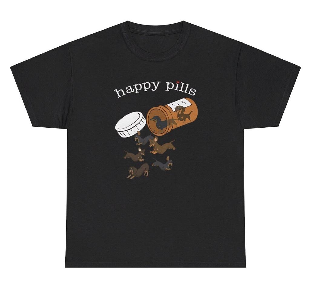 Happy Pills Dog T Shirt Funny Adhd Dog Animal Lover Owner Silly Joke Gift Tee