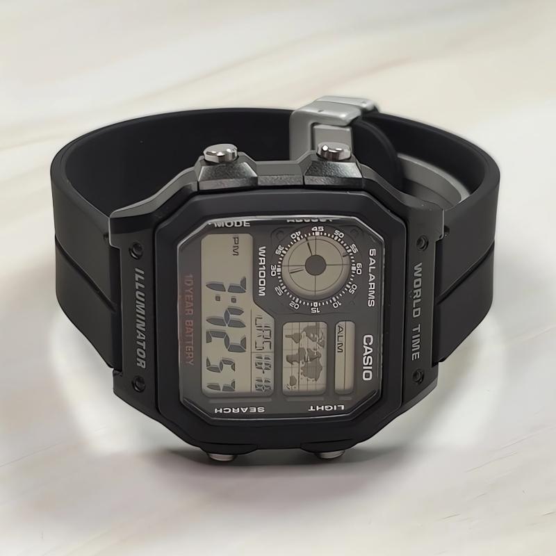 Casio Мужские ЧАСЫ для ПОДРОСТКОВ Черные AE-1200WH-1A(Watch3--)