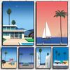 Hiroshi Nagai Classic Artwork Wavy Summer Florida City Beach Landscape Poster Canvas Painting Wall Pictures Home Office Decor