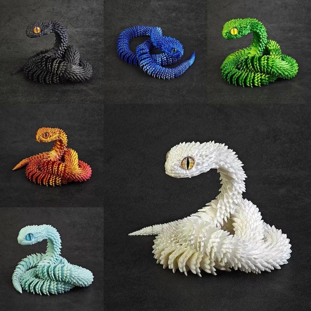 Потрясающая 3D-печатная фигурка змеи с подвижными суставами и реалистичными глазами для уникального декора