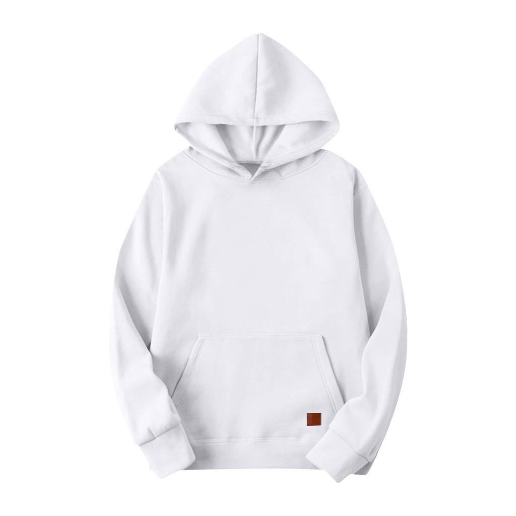 Мужской однотонный пуловер с капюшоном, с длинными рукавами и карманами, повседневная спортивная толстовка