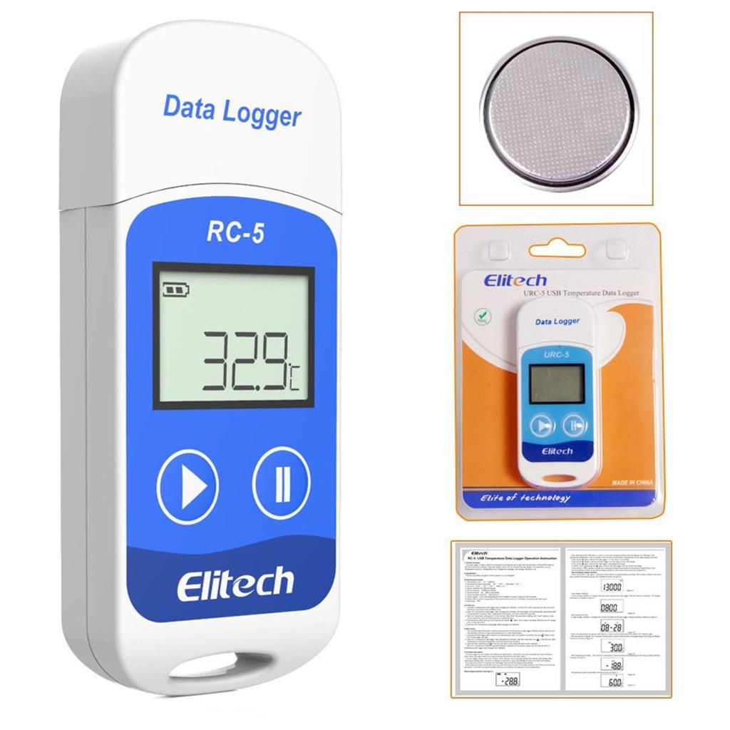 Elitech RC-5 USB-логгер температуры - Регистратор температуры - Регистратор данных - 32 000 точек - Легко записывает и анализирует температуру - Синий