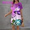 Elegant Colorful butterfly print Women Dress Spring Summer New Casual A-Line Dress Cute Sweet Short sleeve Loose Women Sundress